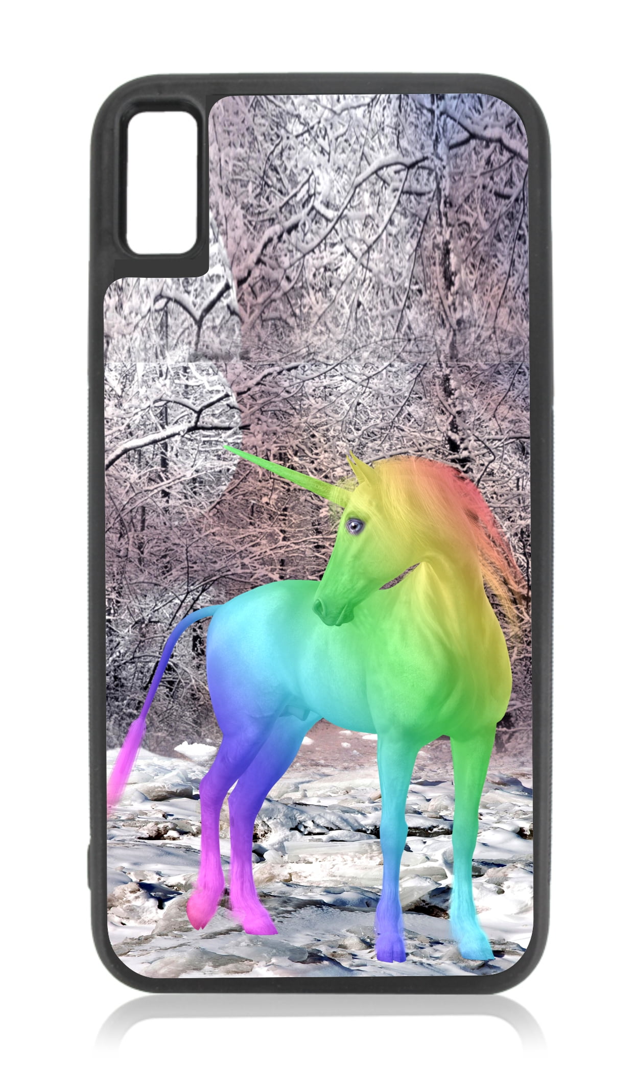 Rainbow Unicorn Design Black Rubber Case for iPhone XR iPhone XR
