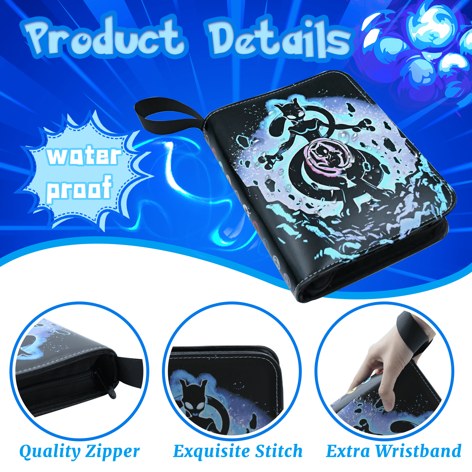 9 Pocket Trading Card Binder, Premium Zip Collector Card Album, Double Sided Pocket Fits 900 cards, Card Folder for MTG, TCG, Sports Cards