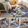 thumbnail image 5 of Round Rug 4Ft Washable Non-Slip, Spring Flowers Circle Area Rugs for Living Room Bedroom, Purple Hydrangea Orchid Floral Country Beige Indoor Floor Mats Carpet Runner for Home Decor Aesthetic, 5 of 8