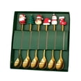 thumbnail image 1 of Juego de cucharas navideñas de acero inoxidable con tema de árbol, Papá Noel y estrella. Cucharas para remover café. Utensilios de cocina festivos con caja de regalo, 1 of 7