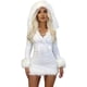 thumbnail image 3 of Txlixc Vestido de Mujer, Dobladillo de Felpa Empalme Frenulum Falda con Capucha de Color Sólido con Cuello en V para Mujer Blanco Txlixc Moda, 3 of 8