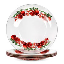STP GOODS Pomegranate Glass Appetizer Plate Set of 4 Pcs 7.9" (20 cm) Service for 4 Dessert Plates, Red Green Clear