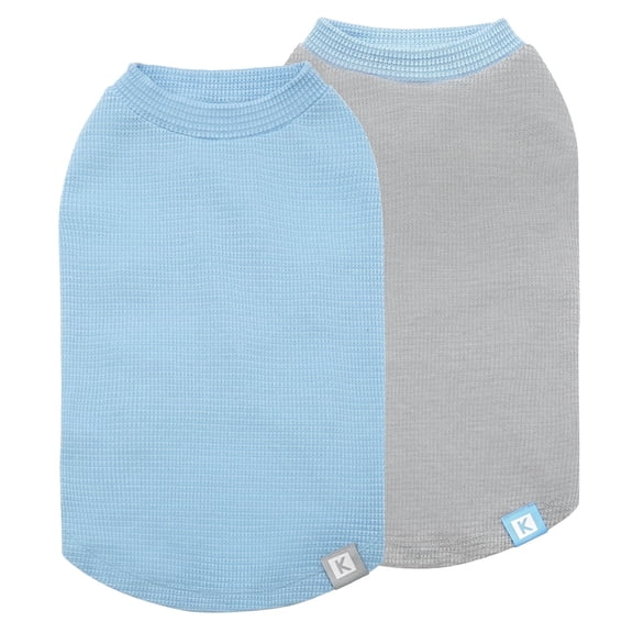 KYEESE 2Pack Waffle Dog Shirts, Blue Grey, Dog Shirt for Small Dogs, M