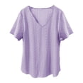 thumbnail image 3 of Outfmvch short sleeve shirts for women plain t shirts for women athletic shirts women womens tshirt flowy tops for women Scallops Tops Comfortable Breathable Short Sleeved T Shirt Purple L, 3 of 6