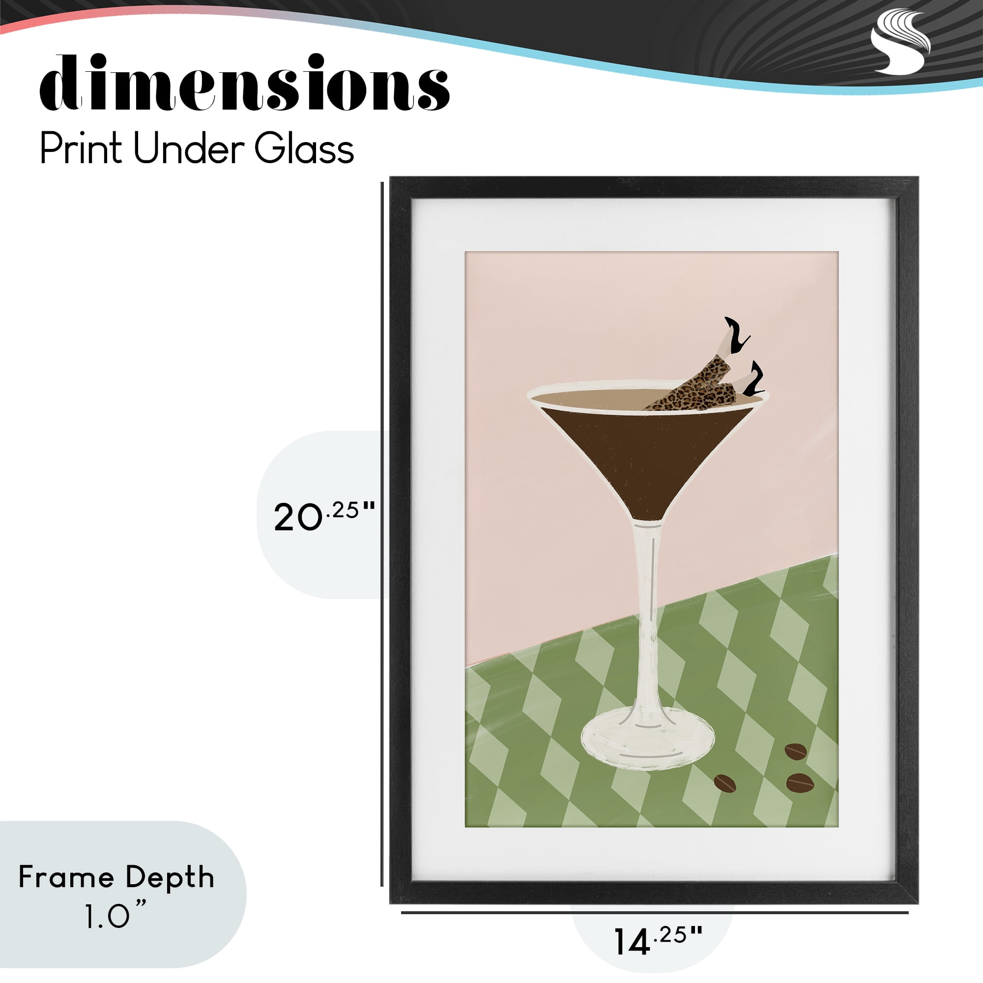 Stupell Industries Glam Martini Splash Black Framed Print Under Glass, design by Emily Navas