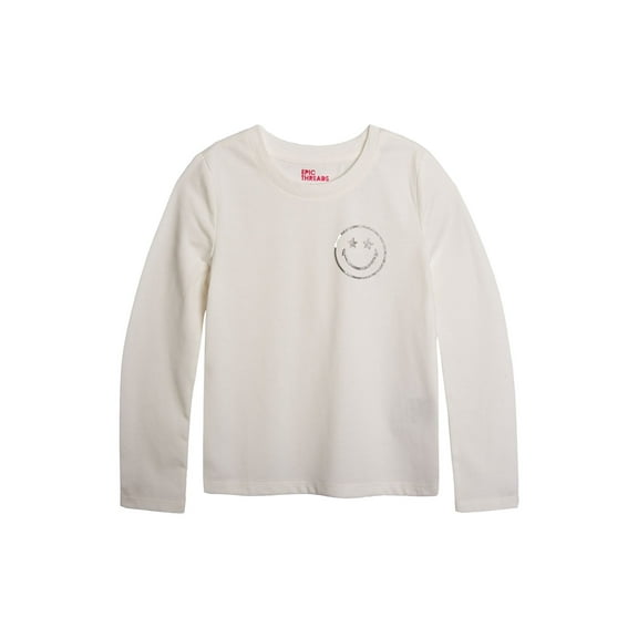 Toddler Girls Smiley Face Graphic T-Shirt Angel White 4T