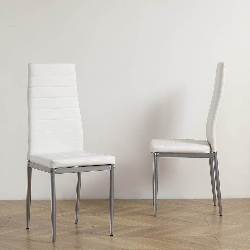 Kadyn 4pcs Dining Chair, PU High Back Dining Chair with White Cushion, Dining Side Chairs for Home Kitchen, Creamy White Kadyn 4pcs Dining Chair, PU High Back Dining Chair with White Cushion, Dining Side Chairs for Home Kitchen, Creamy White