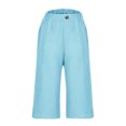 thumbnail image 6 of YUGYXL Womens Cotton Linen Capri Pants Button Up Stretch Waist Capris with Pockets Summer Wide Leg Pants Holiday Lounge Pants Sky Blue S, 6 of 9