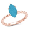 thumbnail image 3 of 2 ct Marquise Cut Simulated Turquoise Solitaire 18K Rose Gold Womens Engagement Ring, 3 of 4
