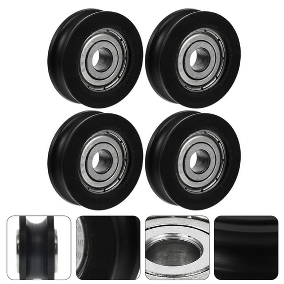NICEXMAS 4-Pack Black Nylon Sliding Door Pulley Wheels with Bearings for Smooth and Quiet Home Door