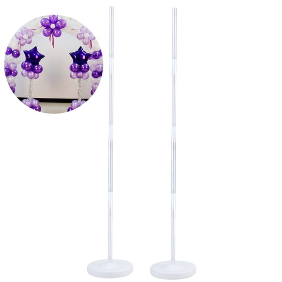 HOMEMAXS Balloon Column Stand Set with Water Fillable Base and Flexible Rod for Decoration White Plastic 4pcs