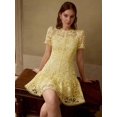 thumbnail image 5 of Yellow Guipure Lace Mini Dress With Short Sleeves And Flared Skirt, 5 of 6