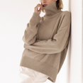 thumbnail image 4 of Women's Long High Neck Solid Ribbed Knit Lightweight Pullover Sweater Top, 4 of 6