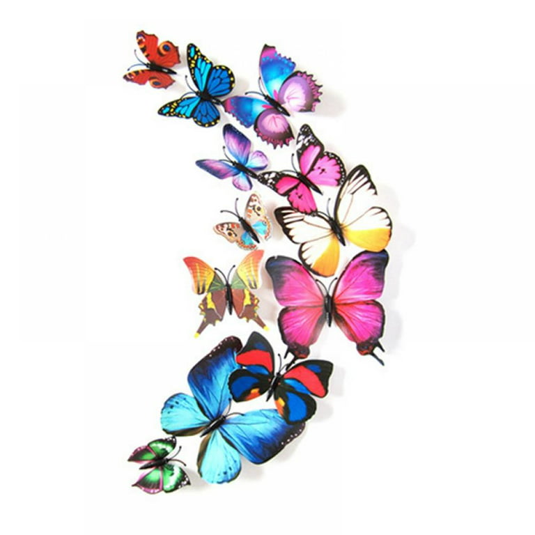 Butterfly Wall Decals, 24 Pcs 3D Butterfly Removable Mural Stickers Wall  Stickers Decal Wall Decor for Home and Room Decoration (Multicolored)