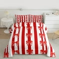 thumbnail image 2 of Manfei Ensemble de Couette Grand à Ruban et Nœud de Rêve pour Filles, Ensembles de Literie à Rayures Rouges et Blanches, Ensemble de Couette Style Princesse, Décor de Chambre en Microfibre Réversible 3 Pcs, 2 of 6