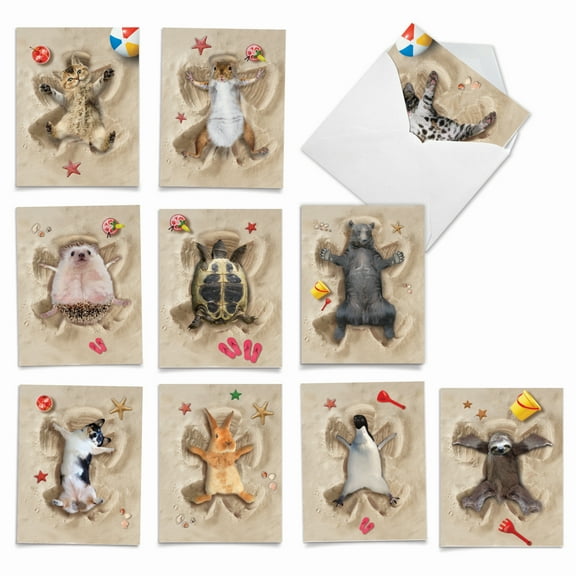 10 Blank All Occasion Cards Pack - Sand Angels