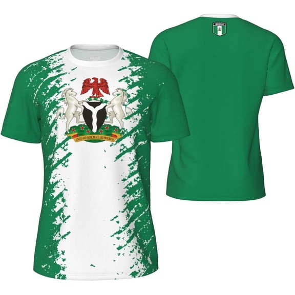 Nigeria Flag Grain T-Shirt for Running Soccer Tennis Fitness Sports Jerseys Shirts