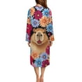 thumbnail image 3 of FKELYI Daisy Floral Capybara Print Fall Zipper Front Robes Nightgowns Women's Sleepwear Dress with 2 Pockets Comfy Housecoat Nightwear Dress Long Sleeve Loungewear, XL, 3 of 6