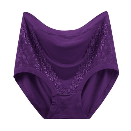 Diufon Women s Underwear Cotton High Waist Full Coverage Plus Size Briefs Breathable Soft Solid Color Panties