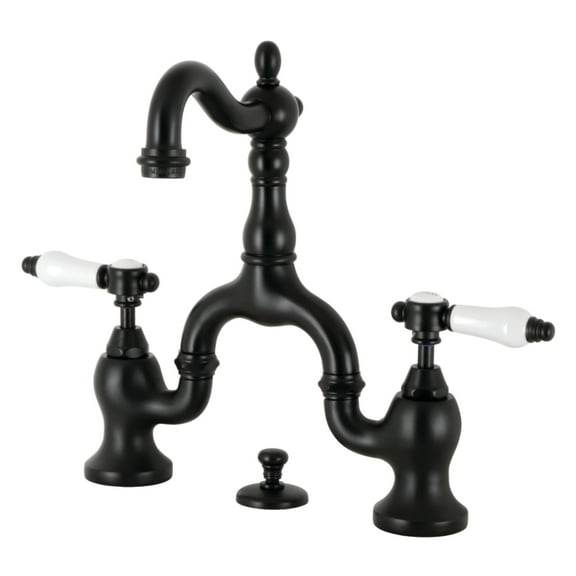 Kingston Brass KS7970BPL Bel-Air Bridge Bathroom Faucet with Brass Pop-up, Matte Black