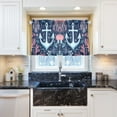 thumbnail image 5 of Yayeee Kitchen Curtains Tier Pair Light Filtering 27"x36" Rod Pocket Short Cafe Window Panel, Light Blue Anchor, 5 of 7
