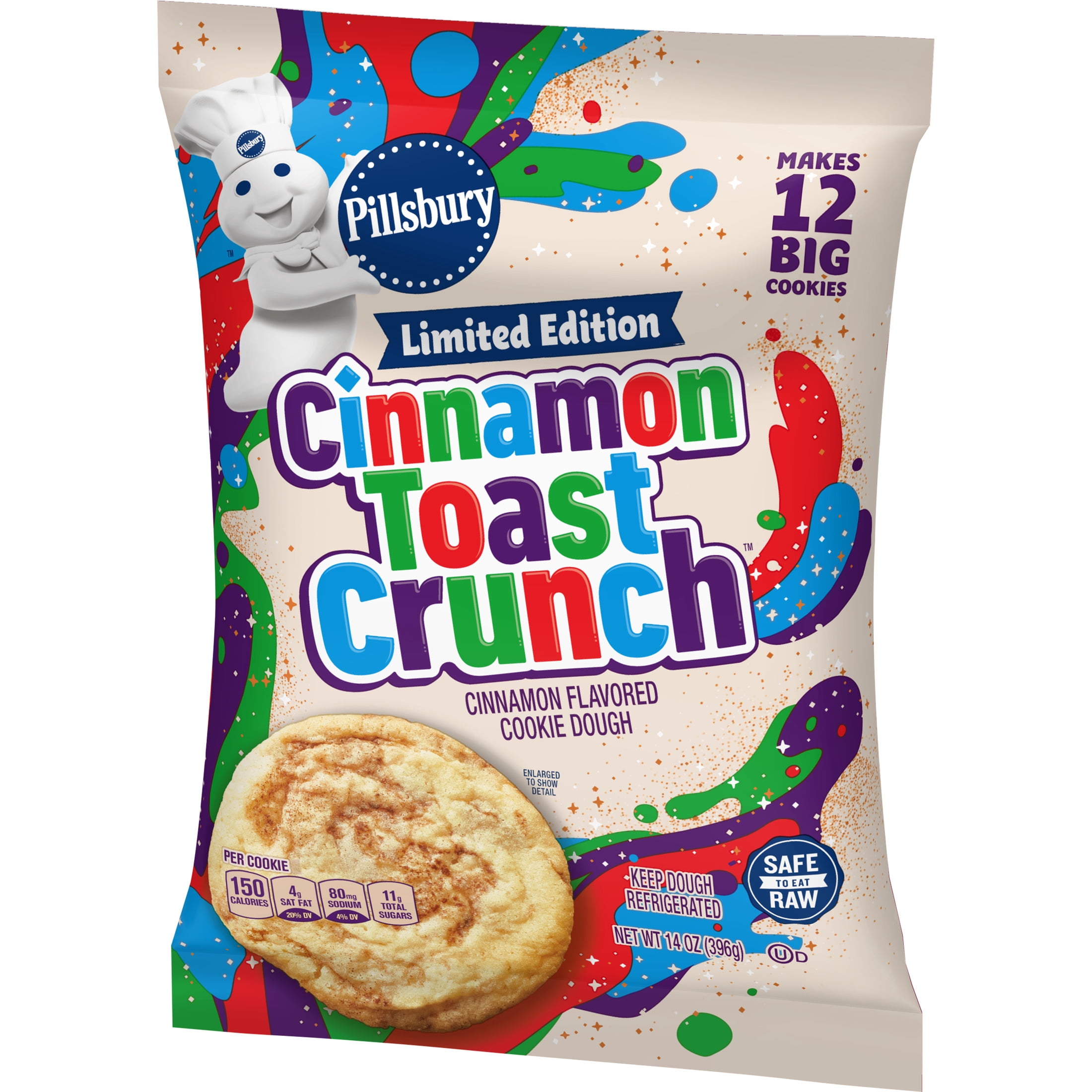 Pillsbury Cinnamon Toast Crunch Cookie Dough, Makes 12 Big Cookies, 14 oz