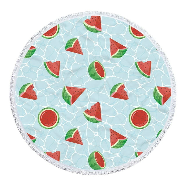 ZZwxWA Serviette de Plage en Microfibre Imprimée Ronde Super Légère Serviette de Bain Colorée Anti-Sable Couverture de Plage Tapis de Plage Serviette Multi-Usage pour Voyage Piscine