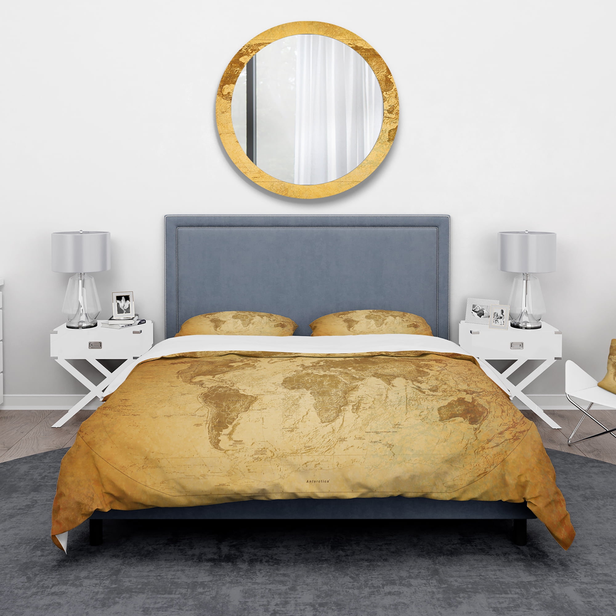 Designart 'Vintage Classic Map' Contemporary Duvet Cover Set