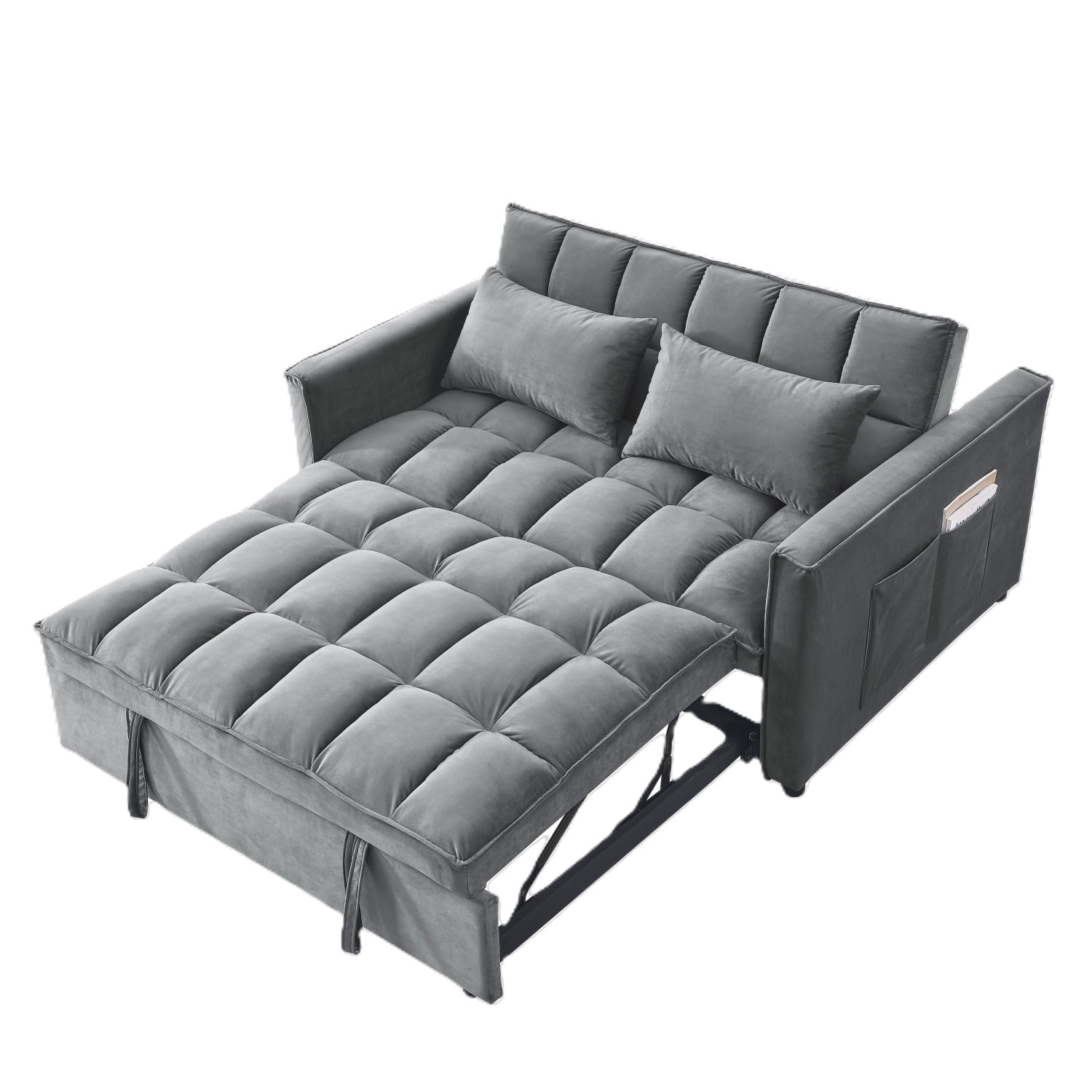 Hommoo 3 in 1 Convertible Pull Out Sofa Bed, Loveseat Sleeper Sofa, Gray