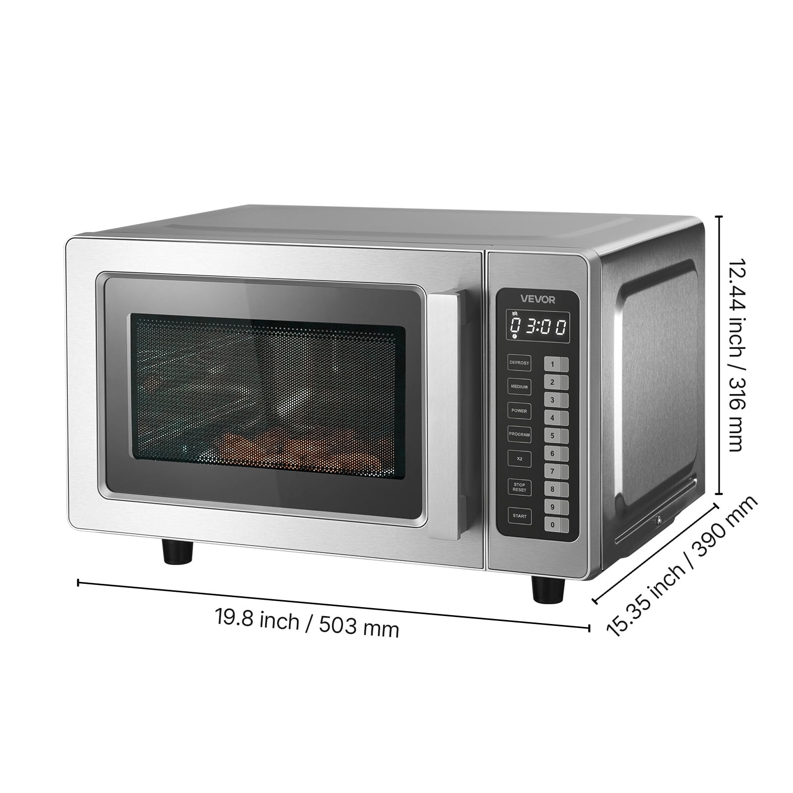 VEVOR Countertop Microwave Oven, 0.9 Cu Ft,1000W Digital Stainless Steel Microwave Oven with Touchscreen,10 Cooking Presets,5 Power Levels,Multi-Lock Door & Easy Clean Interior for Commercial Use
