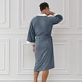 thumbnail image 7 of YueHuiYing Men's Plus Size Knit Robe Loose Comfortable Long Sleeve Bathrobe Soft Sleep Robe For Loungewear Nightwear, 7 of 7