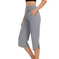 thumbnail image 1 of aidice Womens Tennis Capris Elastic High Waited Breathable Split Hem Summer Workout Capri Pants with Pockets, 1 of 8