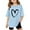 Light Blue, variant on AWZXDE Kids Girls Letter Printed Short Sleeve T Shirt Oversized Casual Crewneck Tee With Heart Design For Valentine Day girls t shirts Light Blue，9-10 Years