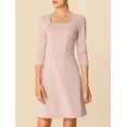 thumbnail image 2 of Allegra K Vestido De Fiesta Acampanado Corte Ajustado Cuello Cuadrado Espalda Abierta Trabajo Negocio Oficina Para Mujeres Rosa M Unique Bargains lápiz, 2 of 6