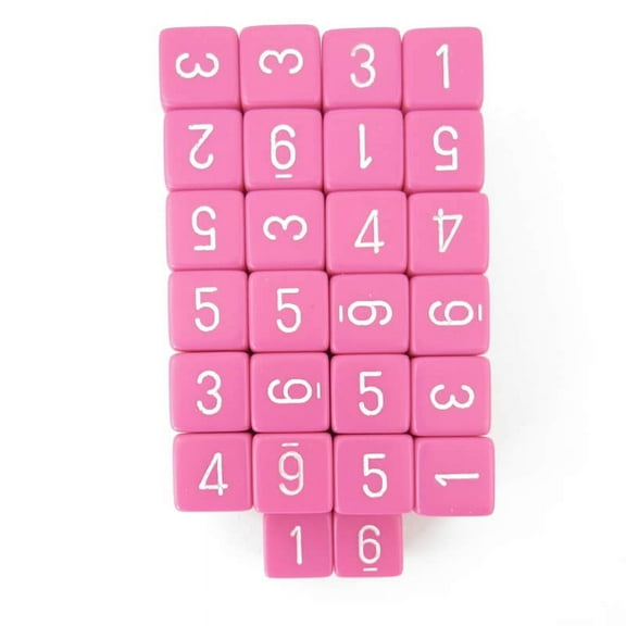 Pink Opaque Dice with White Numbers D6 Aprox 16mm (5/8in) Pack of 50 Wondertrail