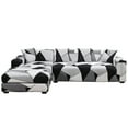 thumbnail image 3 of 2 Piece L Shaped Sectional Couch Covers, Slipcovers for Sectional Sofa with 2pcs Pillowcases High Stretch Furniture Protector Covers, (Black White Gray,2 Seater+3 Seater), 3 of 10