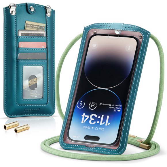 Casegundo Bolso Bandolera Pequeño Monedero Para Teléfono Celular Para Mujeres Hombres Mini Bolso Bandolera De Cuero Funda Tipo Cartera Con Ranura Para Tarjetero Cordón Para Collar Para Todos Los Teléf