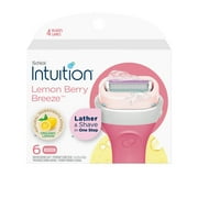 Schick Intuition 4-Blade Lemon Berry Breeze Womens Razor Cartridge Refills, 6 Ct
