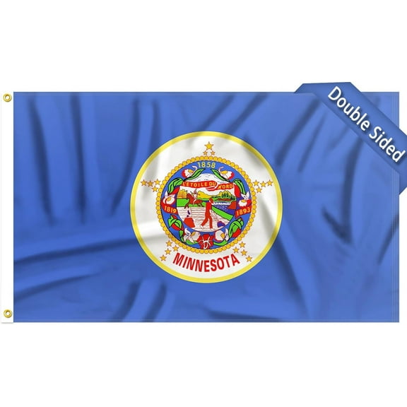 Double Sided Minnesota State Flag 3x5 Outdoor The Longest Lasting MN Flags Heavy Duty 150D Oxford Nylon, 3ply Double sided printed, Stronger Brass Grommets,4 Stitched Hemming, Perfect for Outside