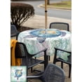 thumbnail image 4 of Outdoor Tablecloth with Umbrella Hole and Zipper, Sea Turtle Coastal Square Table Cloth 60x60 Inch Waterproof Tablecloth, Blue Green Summer Beach Coral Picnic Table Cover for Patio Camping, 4 of 7