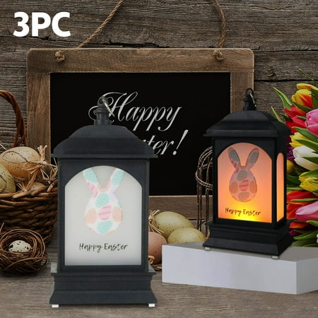 

Decorative 3PC-Easter Printing Non Lasting Rabbit Lamp Pendant Lamps Festival Ornament Wind Heating Wind Glowing Lamp Easter Long Decorative Desktop Ornament