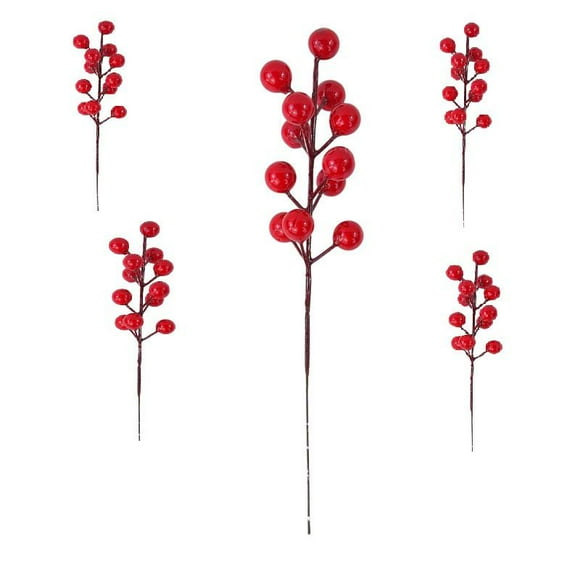 ziyahi 5pcs Red Fruit Fortune Fruit Spring Festival and New Year Blessing Bucket Flower Arrangement Ornament