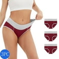 thumbnail image 3 of Elainilye Fashion Womens Underwear 3 Pack Colored and Minimalist Cotton Waist Lifting and Buttocks Closing Triangular Underwear,Red, 3 of 7
