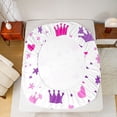 thumbnail image 3 of jejeloiu Kawaii Princess Crown Queen Sheet Sets,Fairy Tale Theme Flat Sheet,Pink Purple Loves Stars Queen Fitted Sheet For Girls Kids,Ultra Soft Home Decor,4-Piece, 3 of 7
