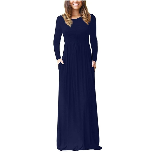 Robe à Manches Longues pour Femmes Aguichant Décontractée Grande Taille Ample avec Poches