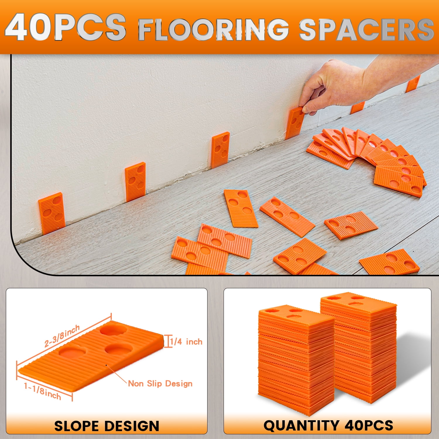 NAACOO Laminate  Flooring Tools, Tapping Block for Vinyl Plank Flooring - Double Sided with Notches, Pull Bar, 40Pcs Floor Spacers, Rubber Mallet. Universal Floor Installation kit
