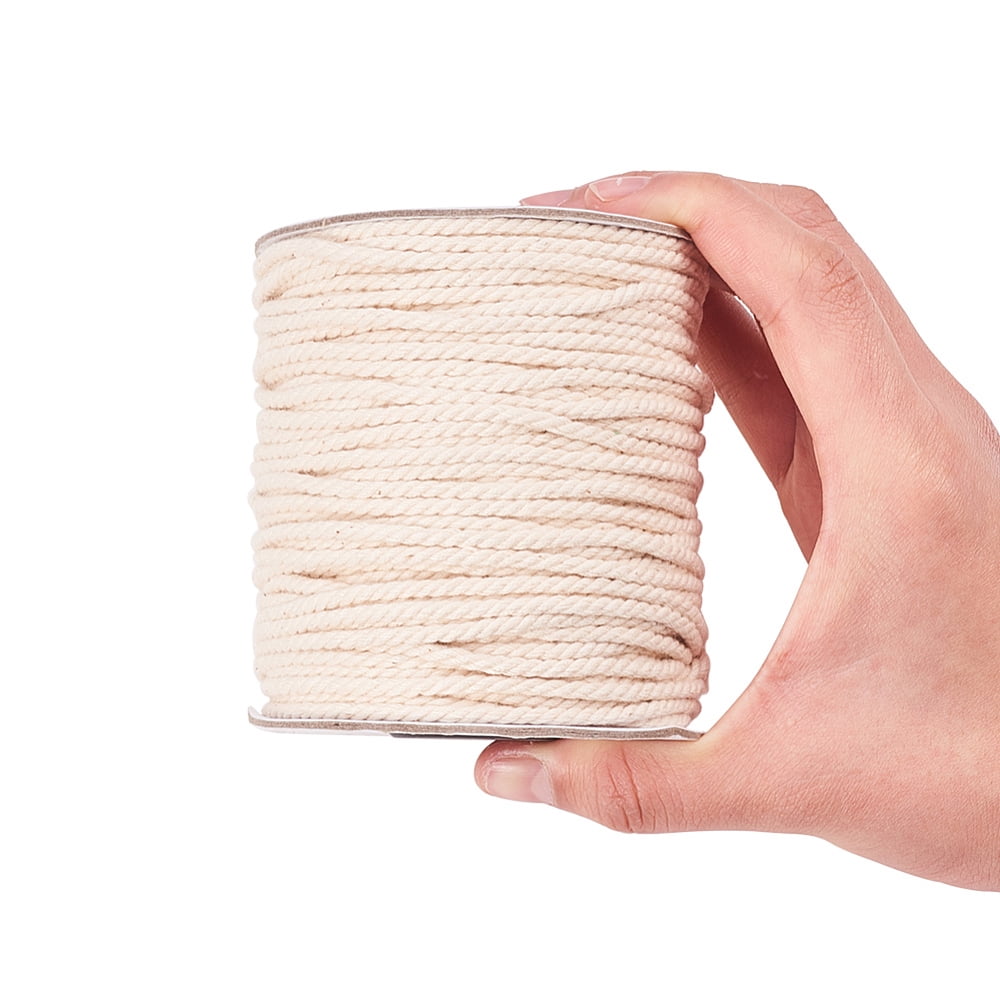 Round Cotton Twist Threads Cords Macrame Cord Light Yellow 3mm about 50yards/roll(150 feet/roll) 3rolls/bag