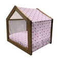 thumbnail image 2 of Owls Pet House, Sleeping Owls in Diamond Pattern Half-Moon Stars Clouds Night Time Goodnight Art, Outdoor & Indoor Portable Dog Kennel with Pillow and Cover, 5 Sizes, Pink Lavender, by Ambesonne, 2 of 5