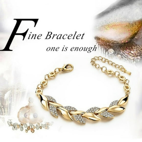 EGNMCR Bracelets for Women Gold Leaf Bracelets For Women Luxury Crystal Hand Chain For Wedding Jewelry Bracelet
