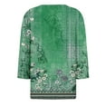 thumbnail image 5 of DondPO Womens Tops Womens 3/4 Sleeve Tops Summer Casual V Neck Tshirt Ladies 2024 Floral Print Daily Tees Tunic Blouses Blouses for Women Oversized Tshirts for Women Green 3XL, 5 of 5